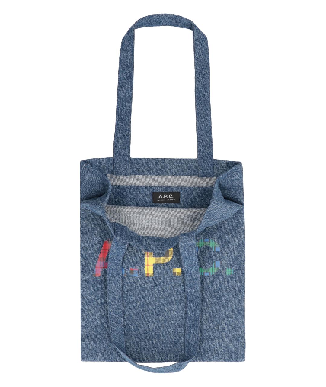 A.P.C. Синяя хлопковая сумка тоут, фото 4