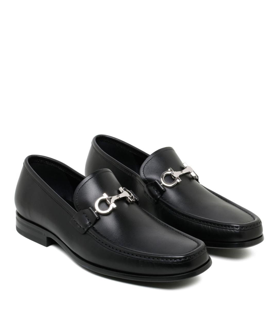 FERRAGAMO Черные кожаные лоферы, фото 2