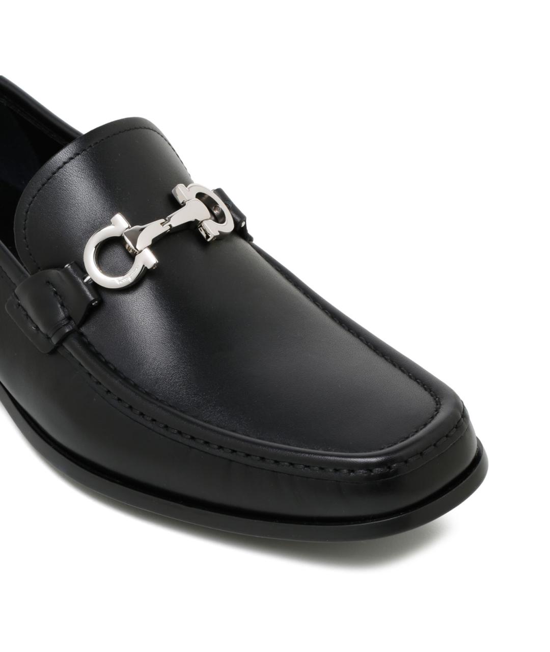 FERRAGAMO Черные кожаные лоферы, фото 4