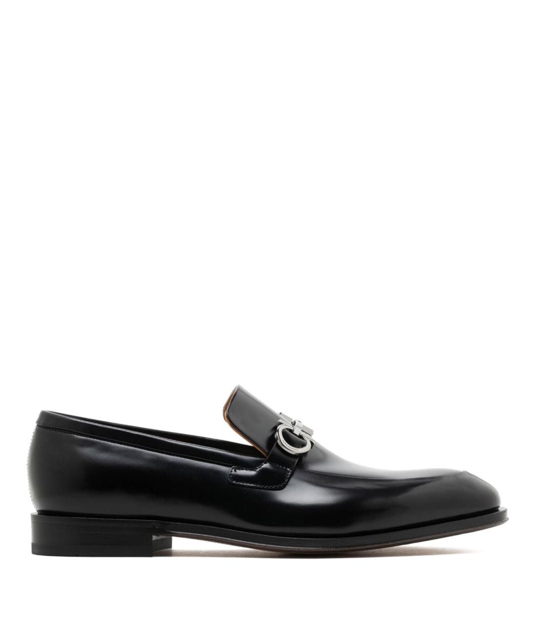 FERRAGAMO Черные кожаные лоферы, фото 1