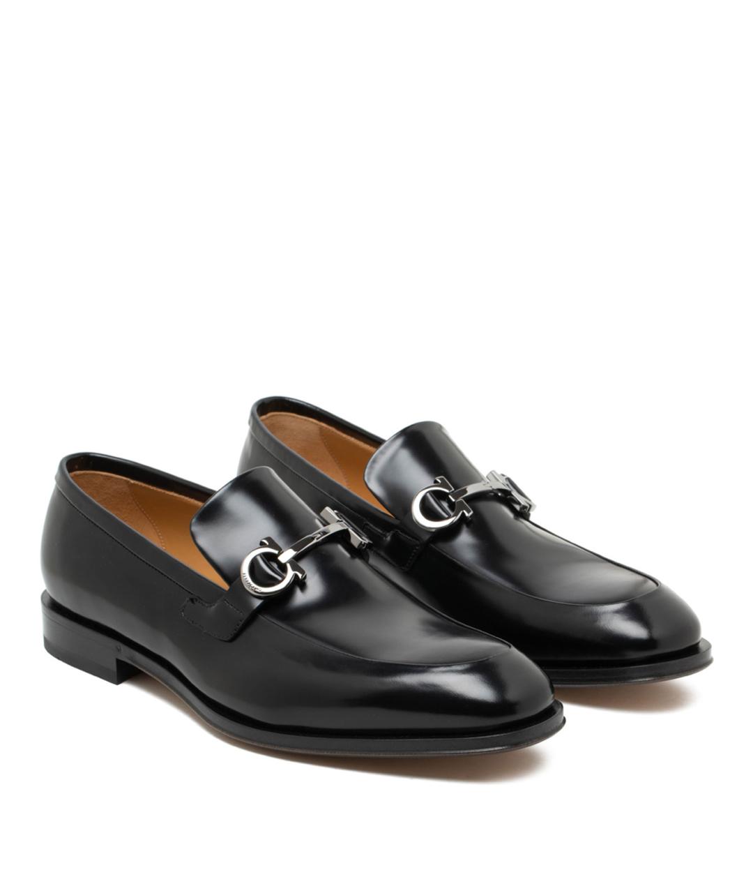 FERRAGAMO Черные кожаные лоферы, фото 2