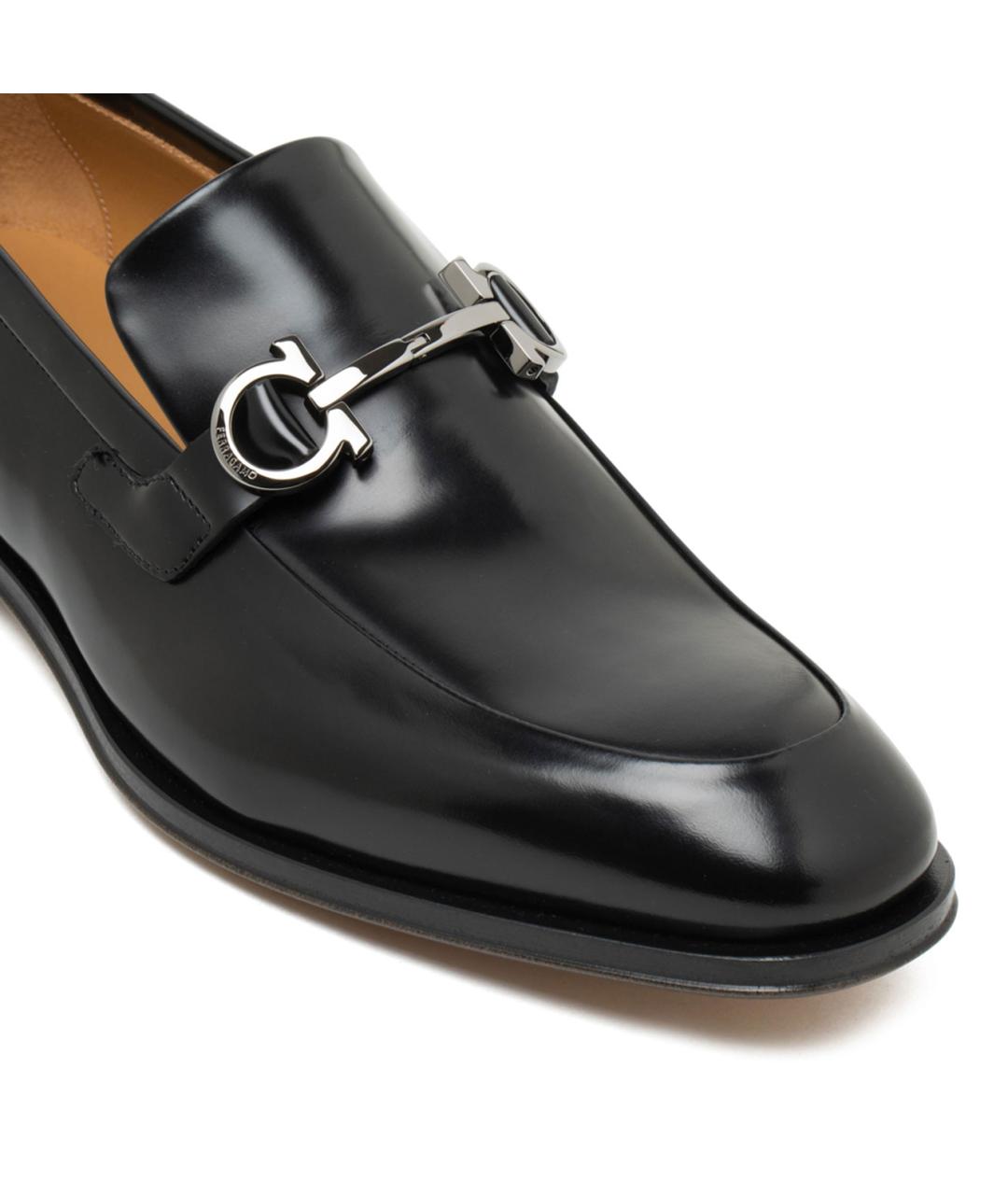 FERRAGAMO Черные кожаные лоферы, фото 4