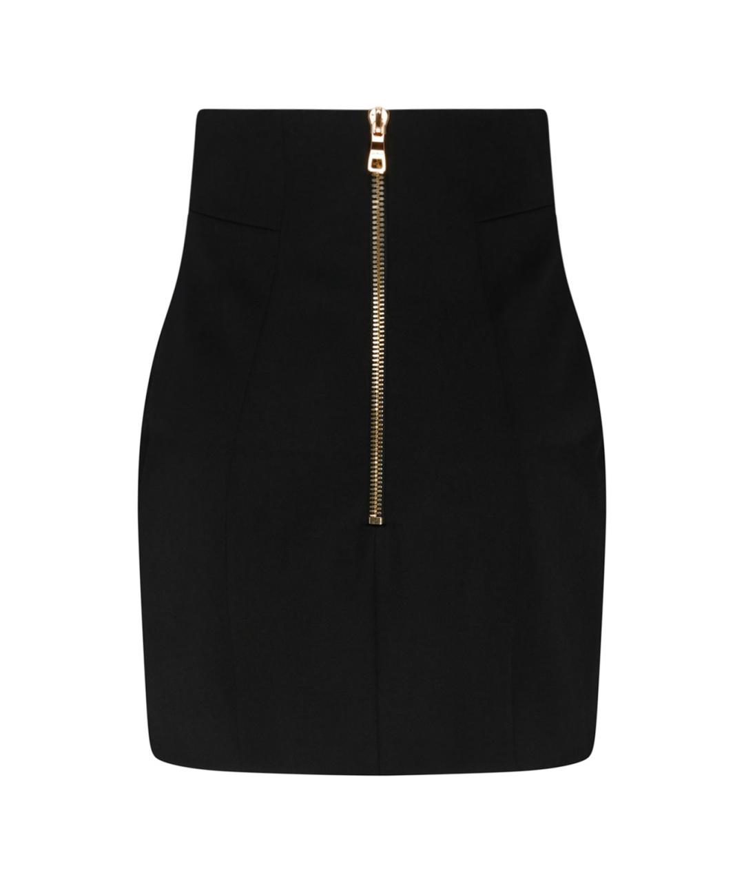 BALMAIN Черная шерстяная юбка мини, фото 2