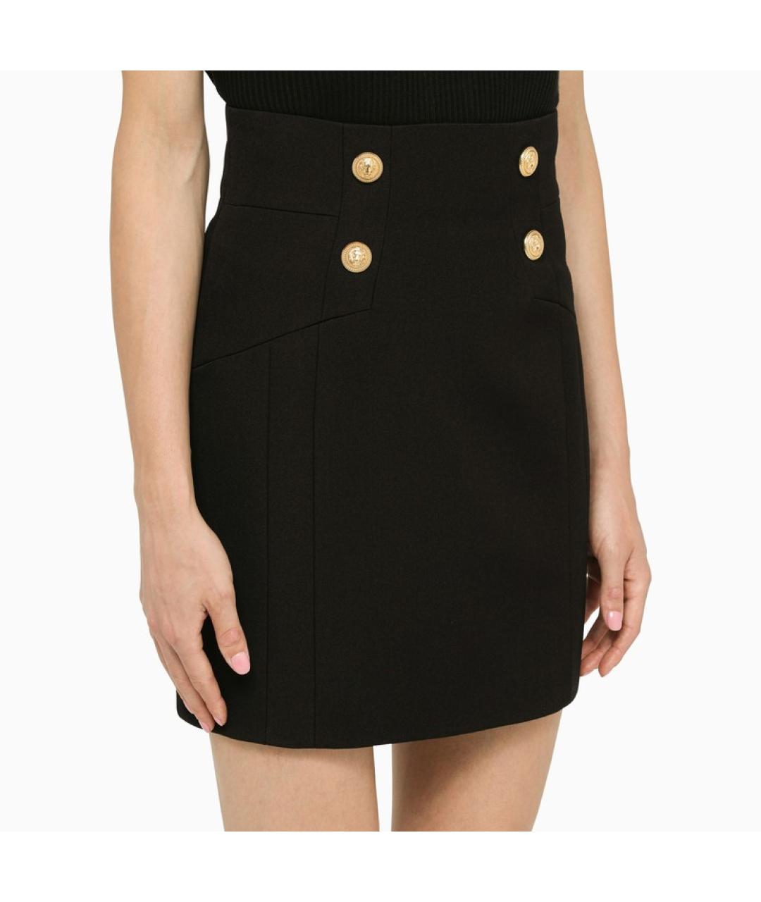 BALMAIN Черная шерстяная юбка мини, фото 5