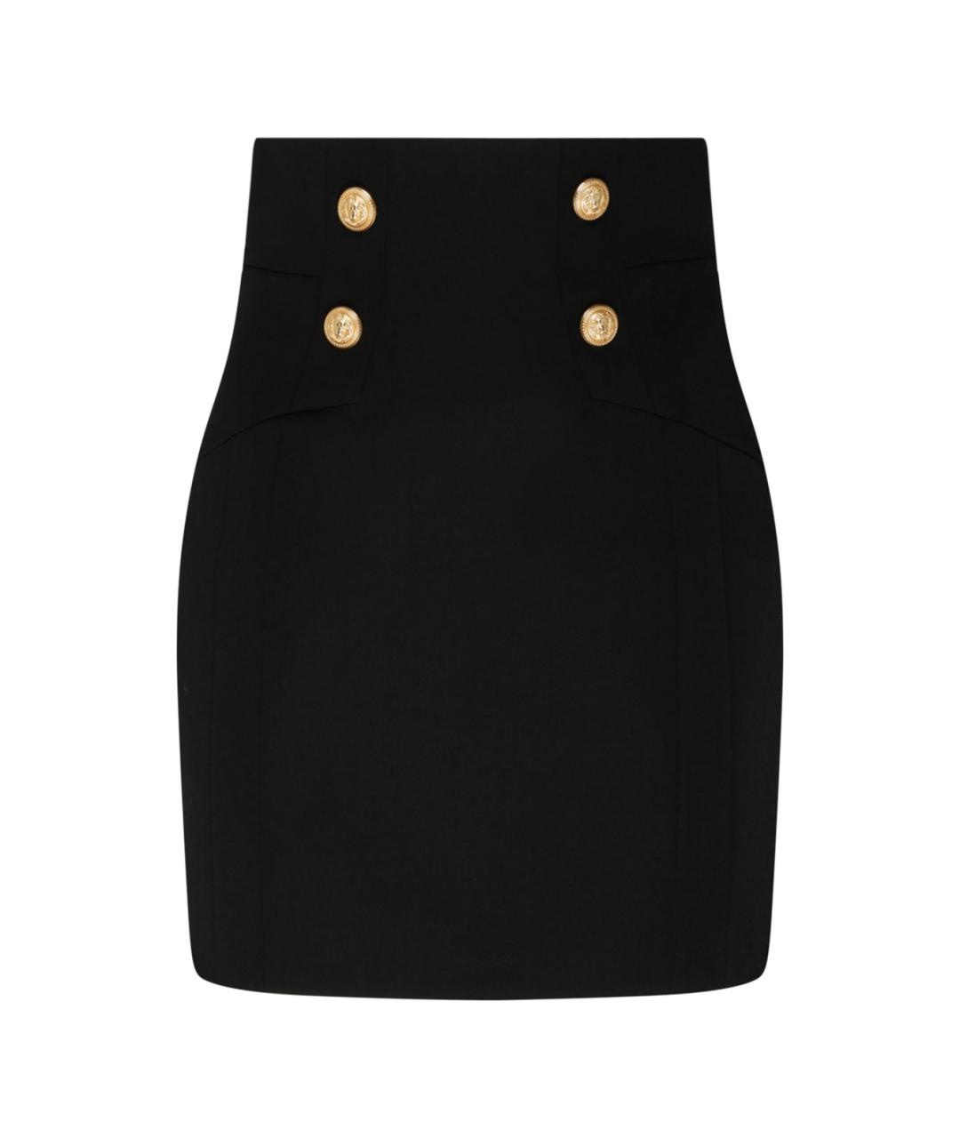 BALMAIN Черная шерстяная юбка мини, фото 1