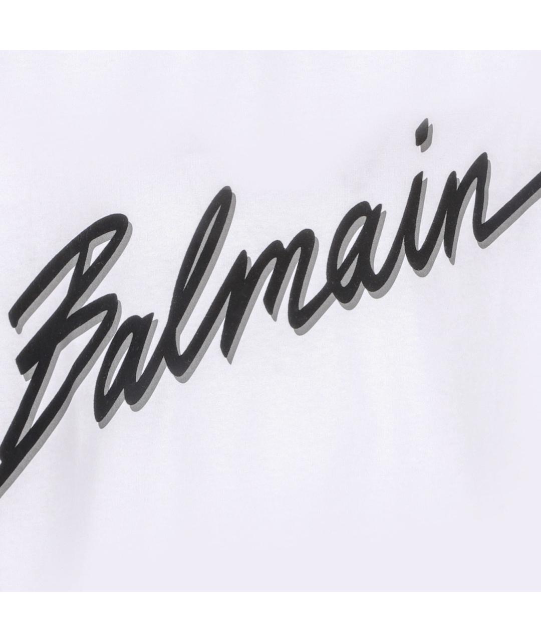 BALMAIN Белая хлопковая футболка, фото 4