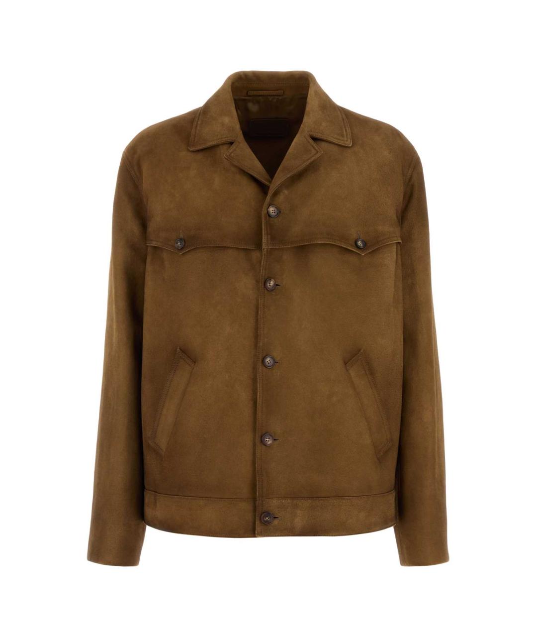 PRADA Коричневая замшевая куртка, фото 1