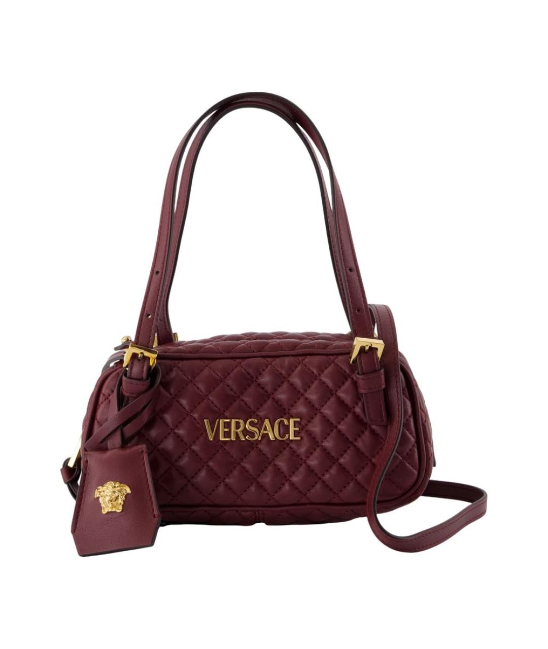 VERSACE Бордовая кожаная сумка через плечо, фото 1