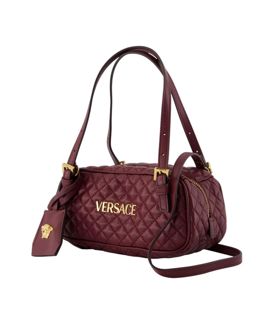 VERSACE Бордовая кожаная сумка через плечо, фото 2