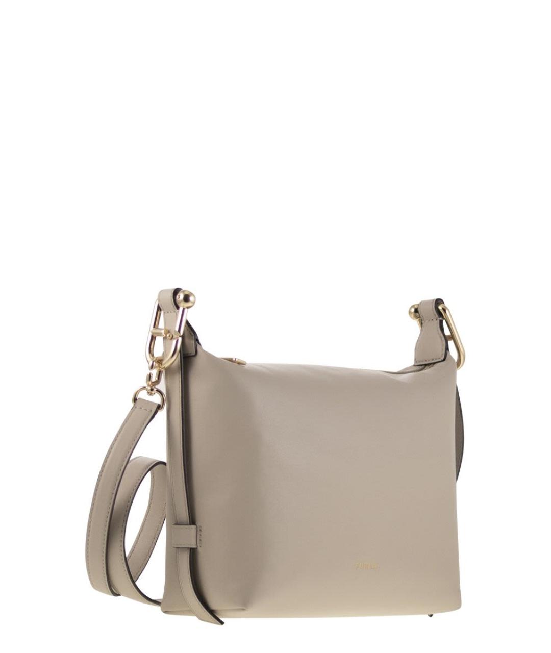 FURLA Бежевая кожаная сумка через плечо, фото 4