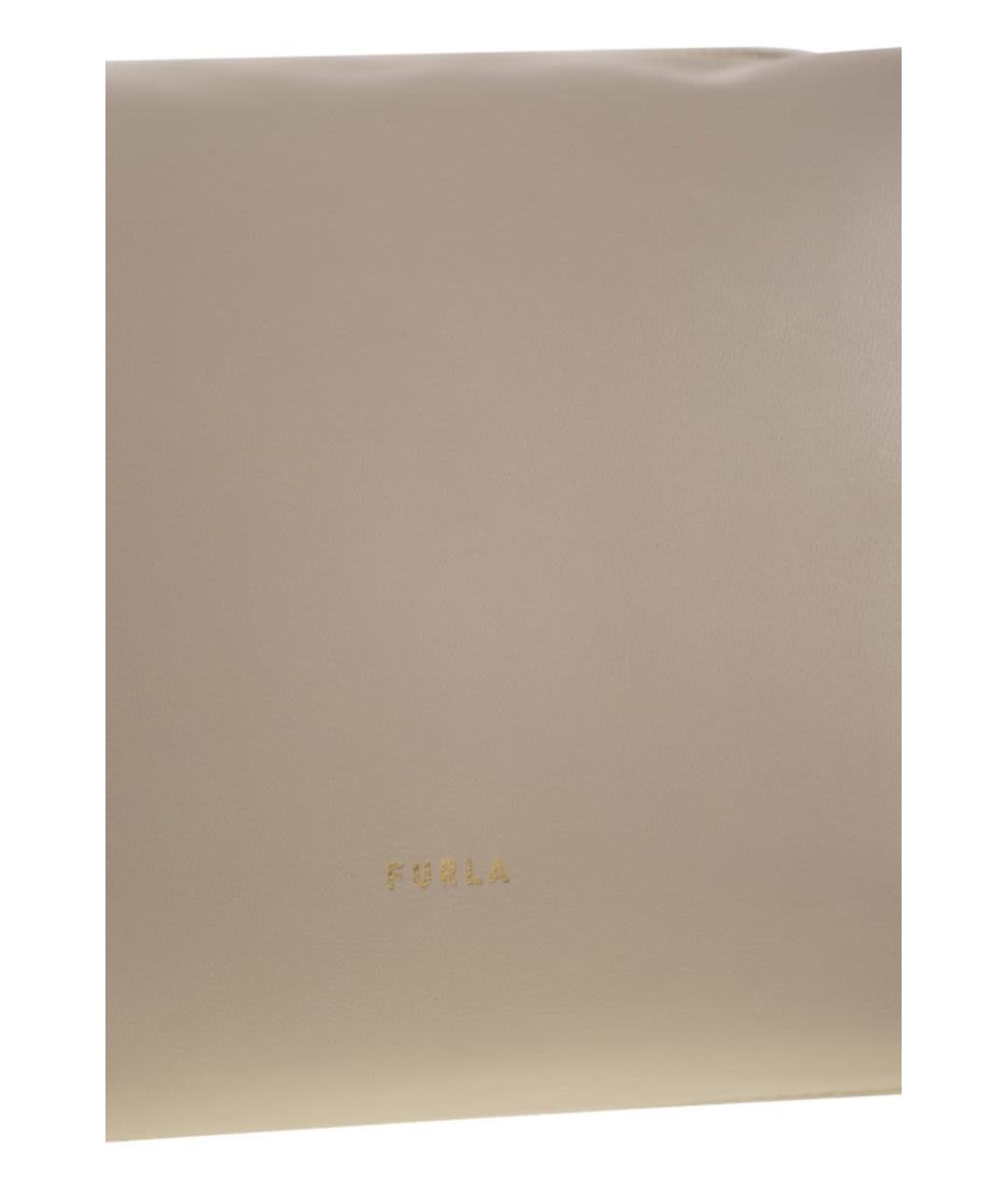 FURLA Бежевая кожаная сумка через плечо, фото 5