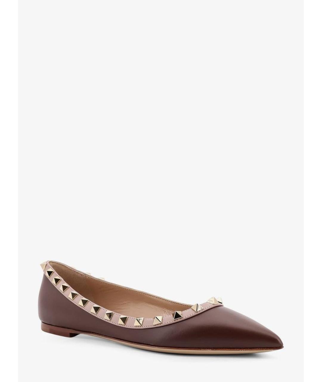 VALENTINO Коричневые кожаные балетки, фото 2