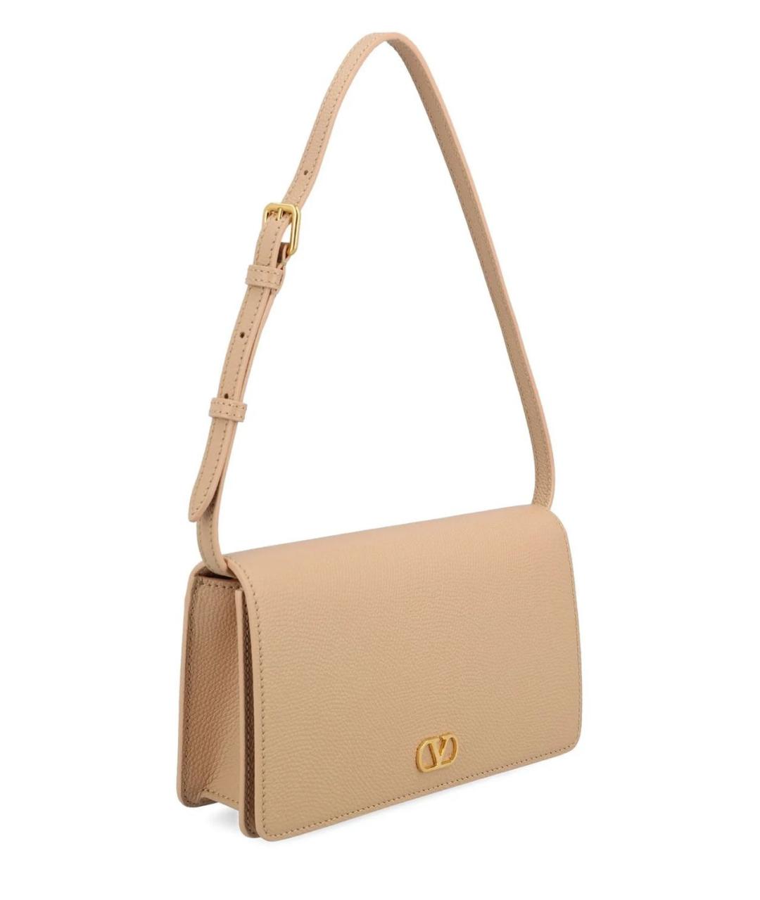 VALENTINO Бежевая кожаная сумка через плечо, фото 3