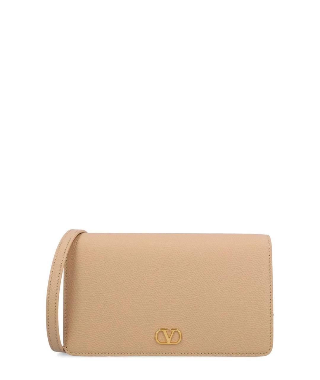 VALENTINO Бежевая кожаная сумка через плечо, фото 1