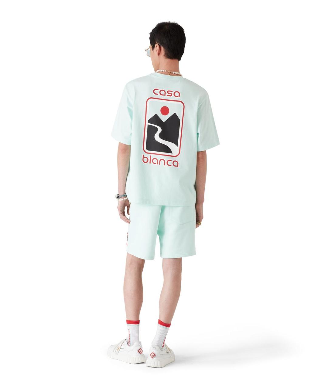 CASABLANCA Голубая хлопковая футболка, фото 3