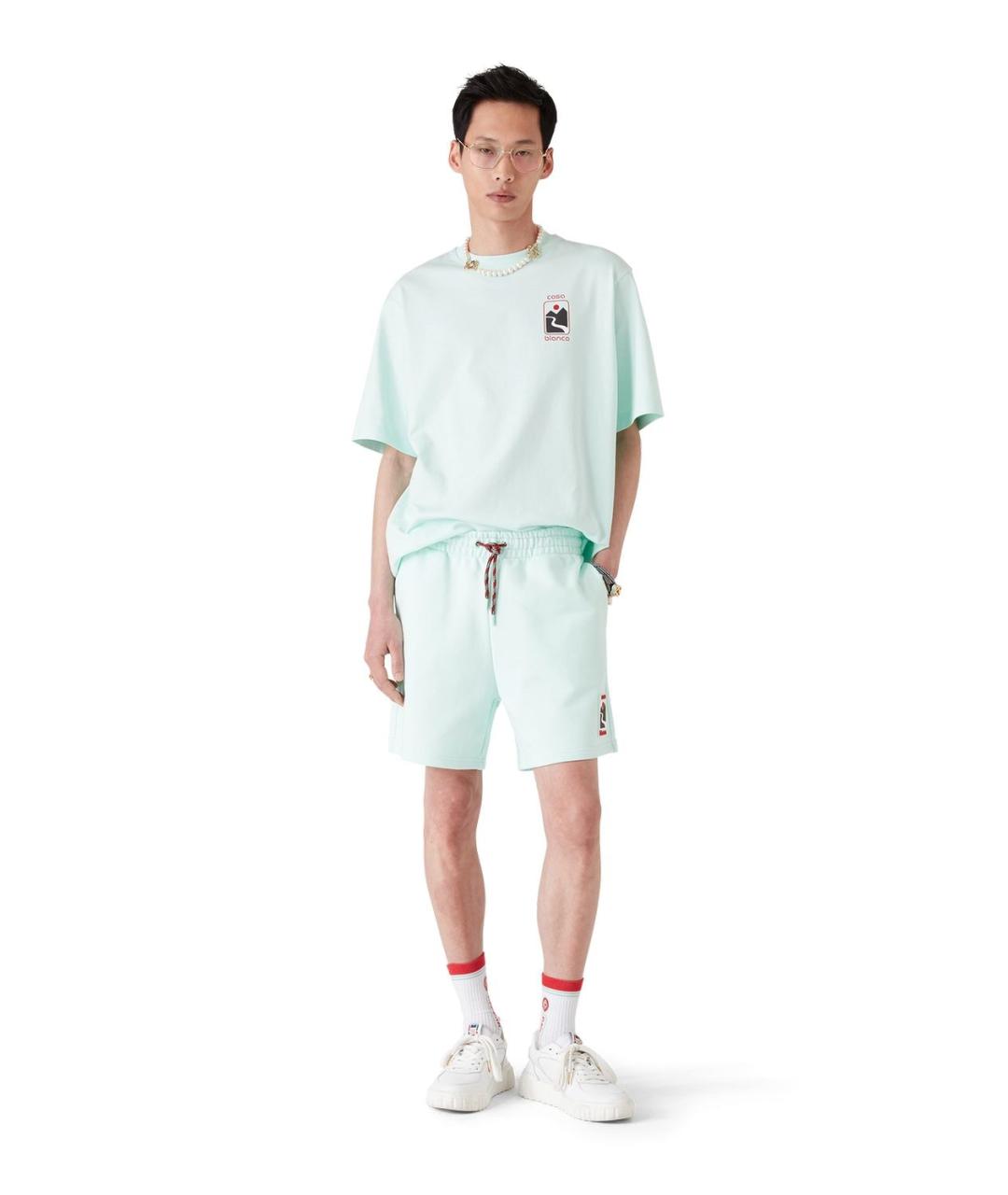 CASABLANCA Голубая хлопковая футболка, фото 4