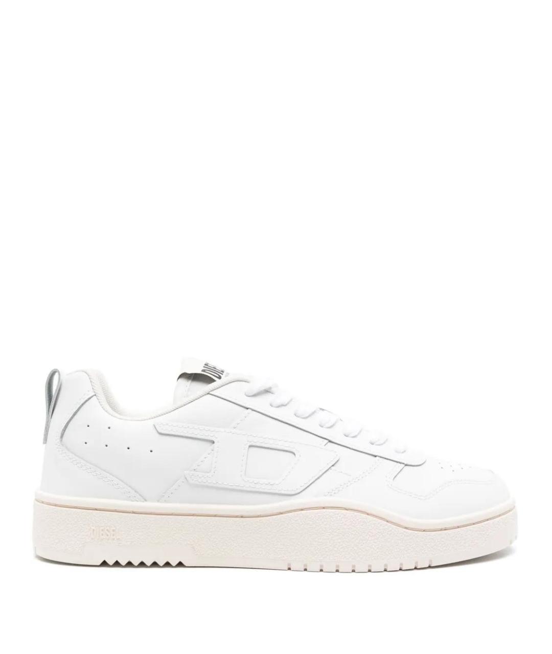 DIESEL Белые кожаные низкие кроссовки / кеды, фото 1