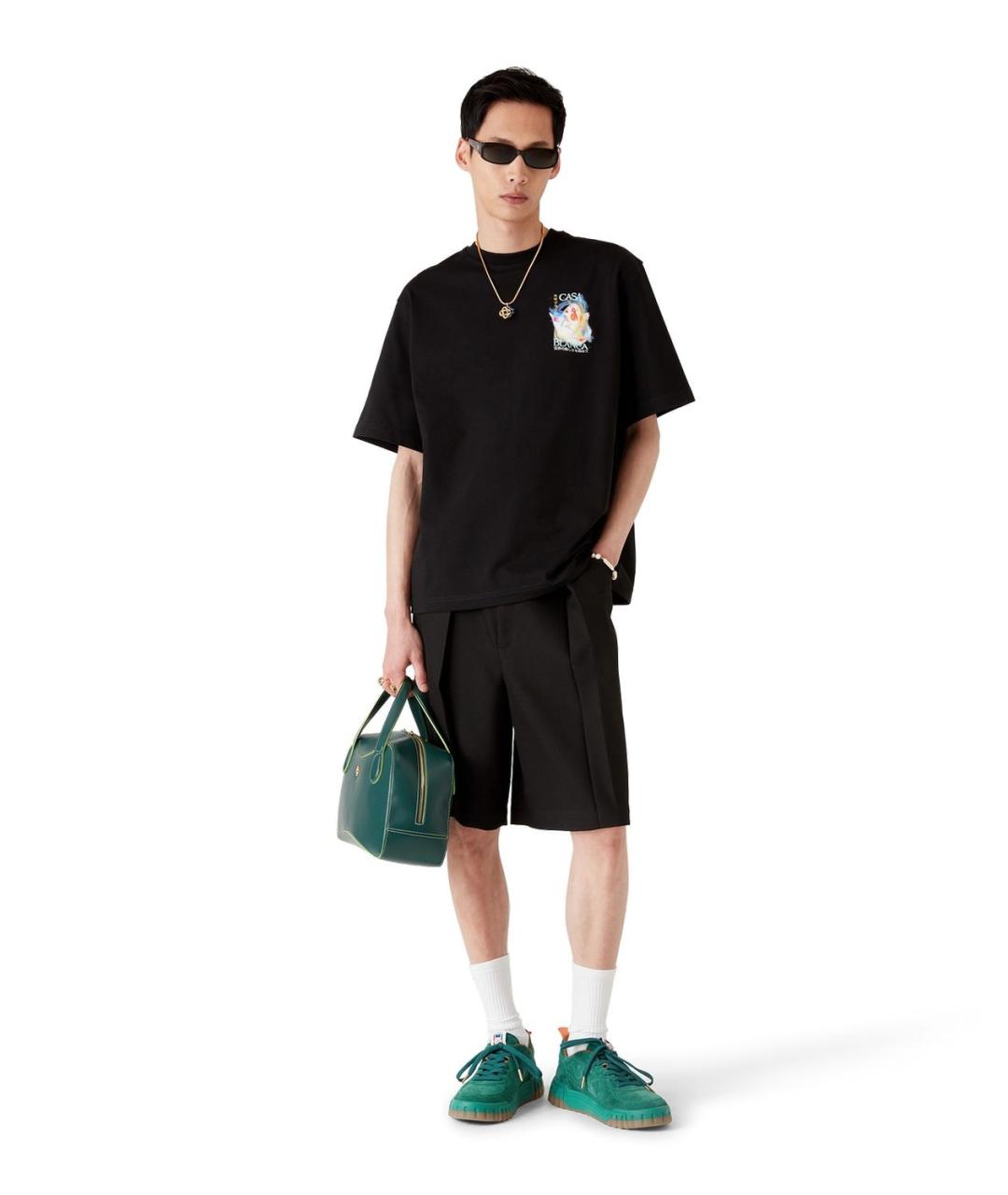 CASABLANCA Черная хлопковая футболка, фото 4