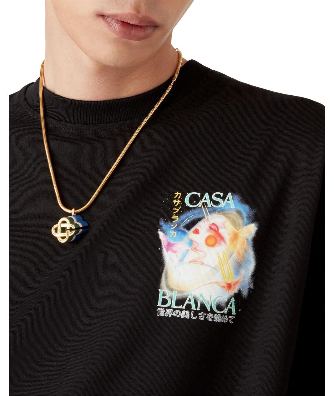 CASABLANCA Черная хлопковая футболка, фото 2