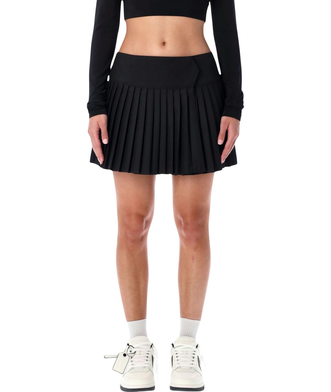 OFF-WHITE Черная шерстяная юбка мини, фото 4