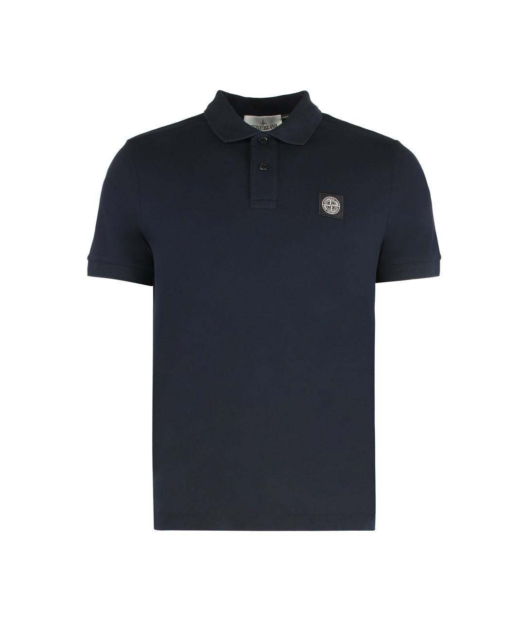 STONE ISLAND Темно-синее хлопковое поло с коротким рукавом, фото 1