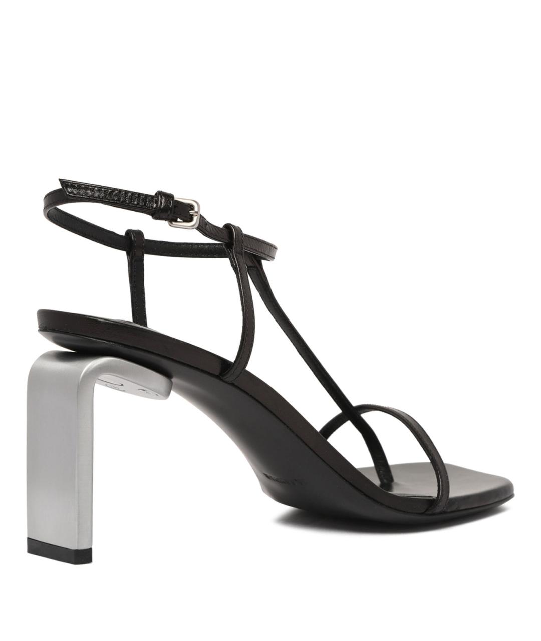 JIL SANDER Черные кожаные босоножки, фото 3