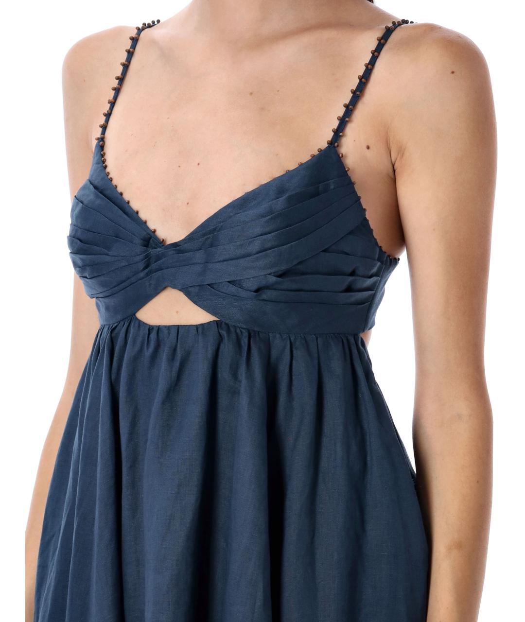 ZIMMERMANN Синее льняное повседневное платье, фото 4