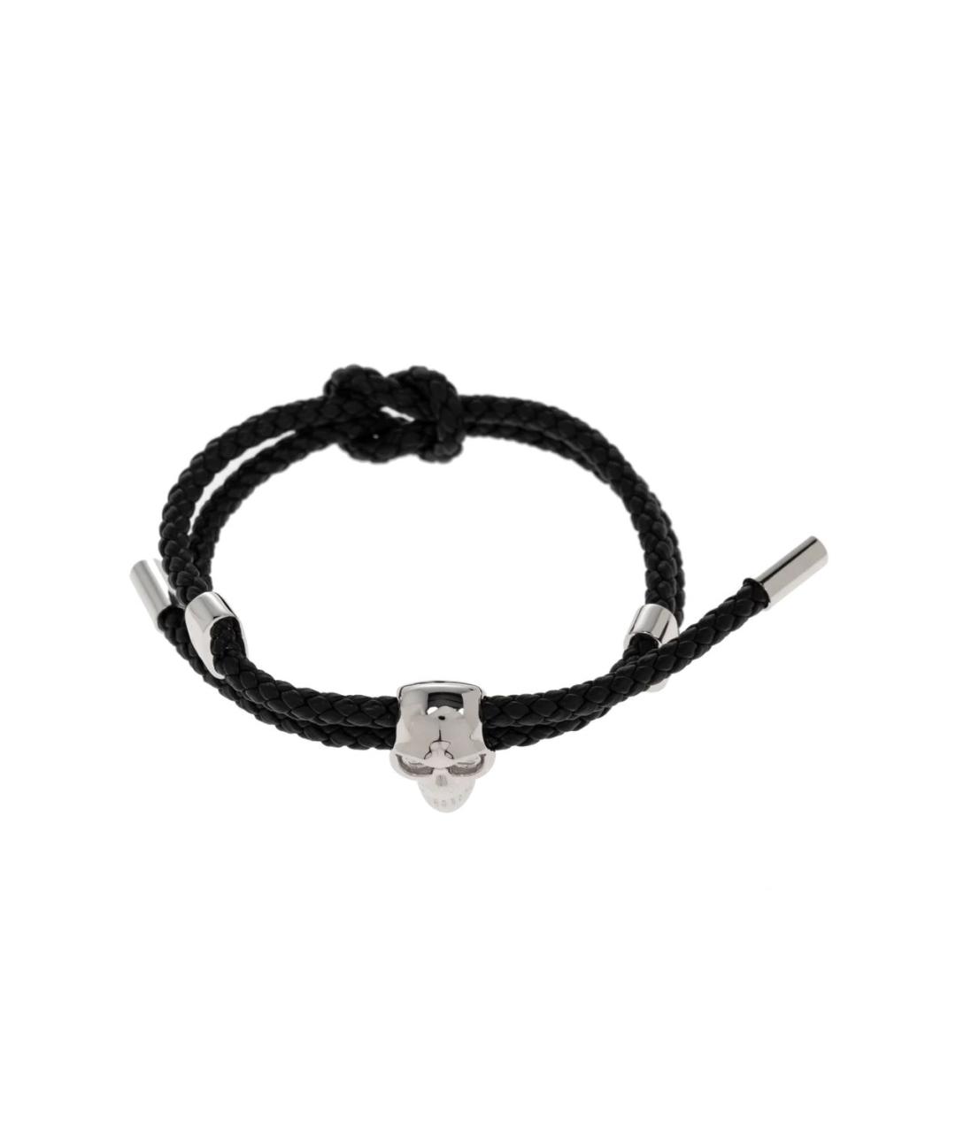 ALEXANDER MCQUEEN Черный кожаный браслет, фото 4