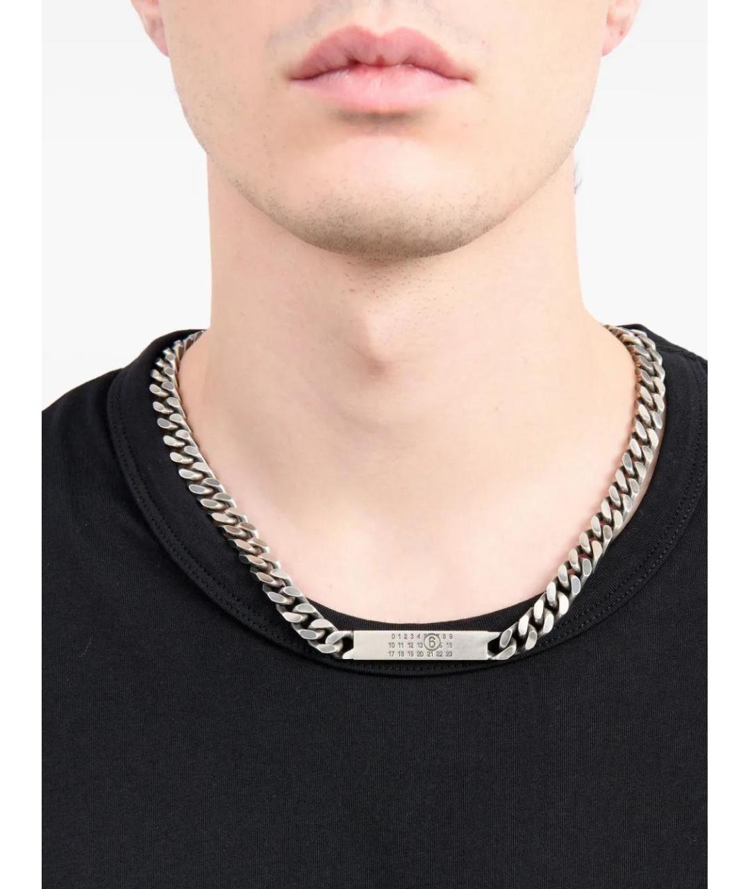 MM6 MAISON MARGIELA Серебряная металлическая цепочка, фото 3