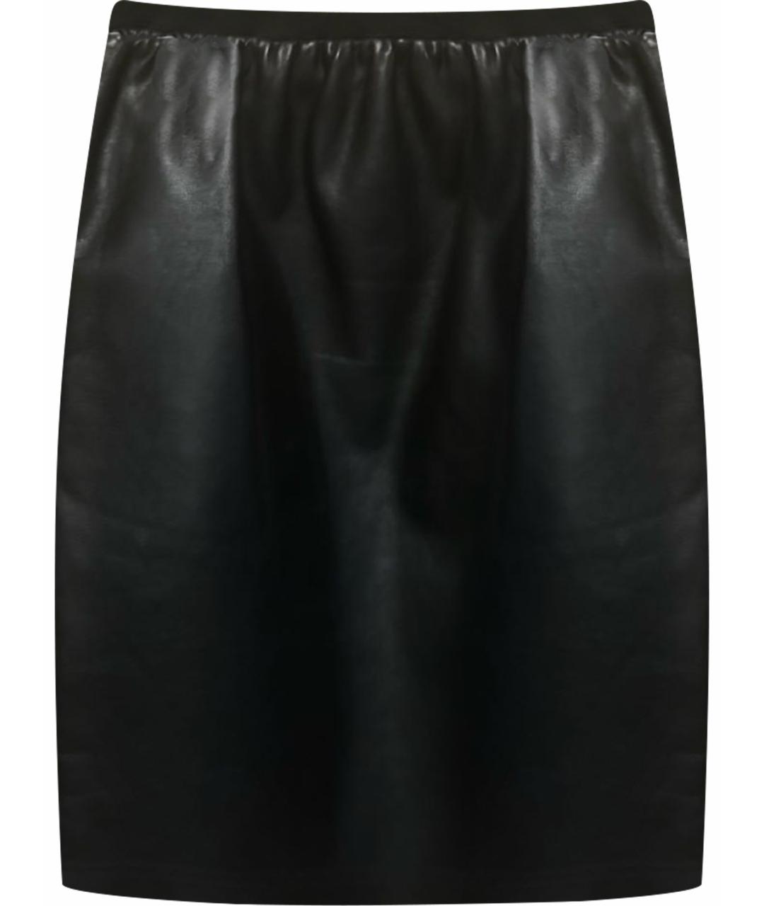 LANVIN Черная кожаная юбка миди, фото 1