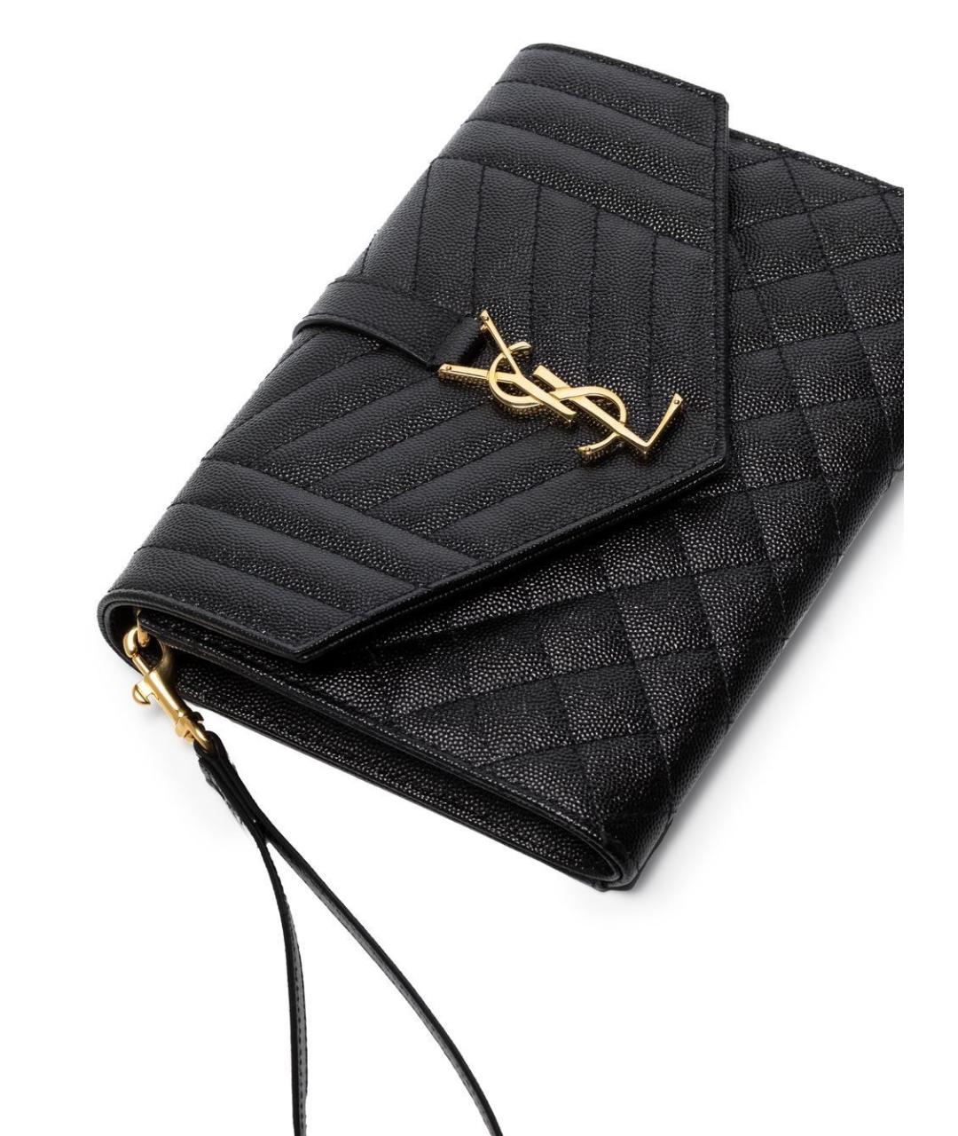 SAINT LAURENT Черный кожаный кошелек, фото 5