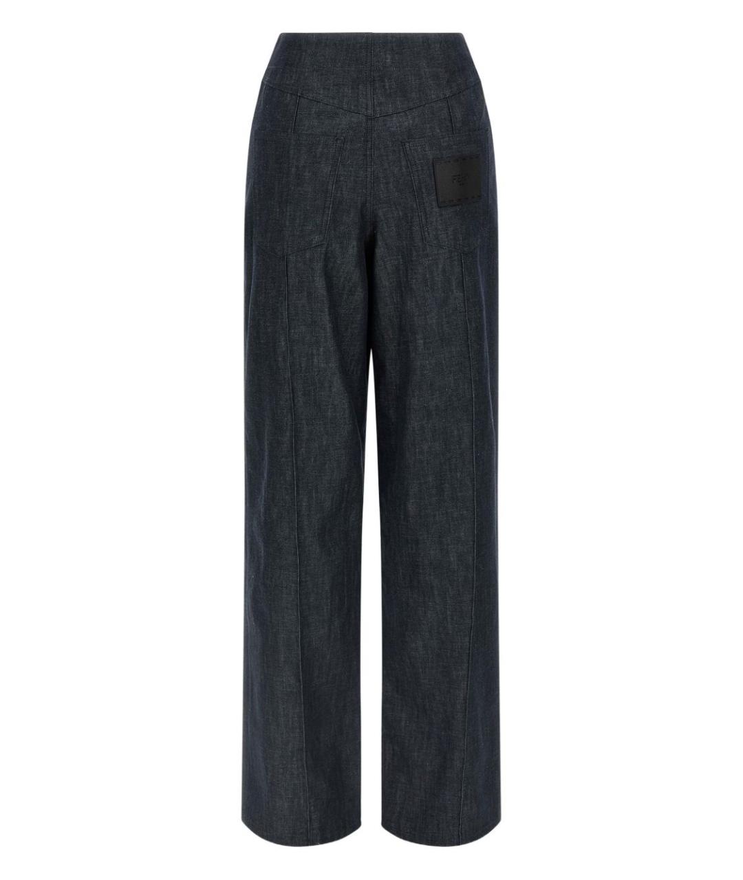 FENDI Синие хлопковые прямые брюки, фото 2