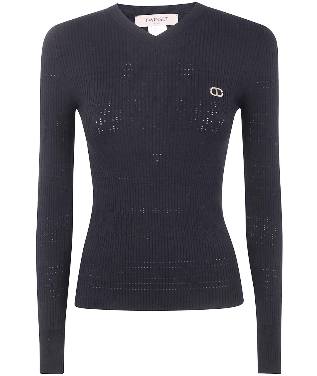 TWIN-SET Черный полиэстеровый джемпер / свитер, фото 1