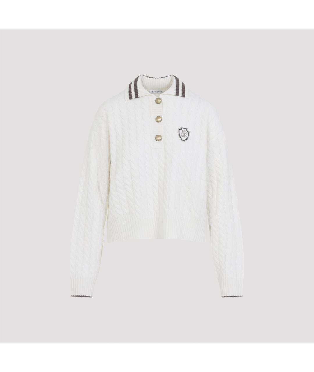 BRUNELLO CUCINELLI Белый кашемировый джемпер / свитер, фото 3