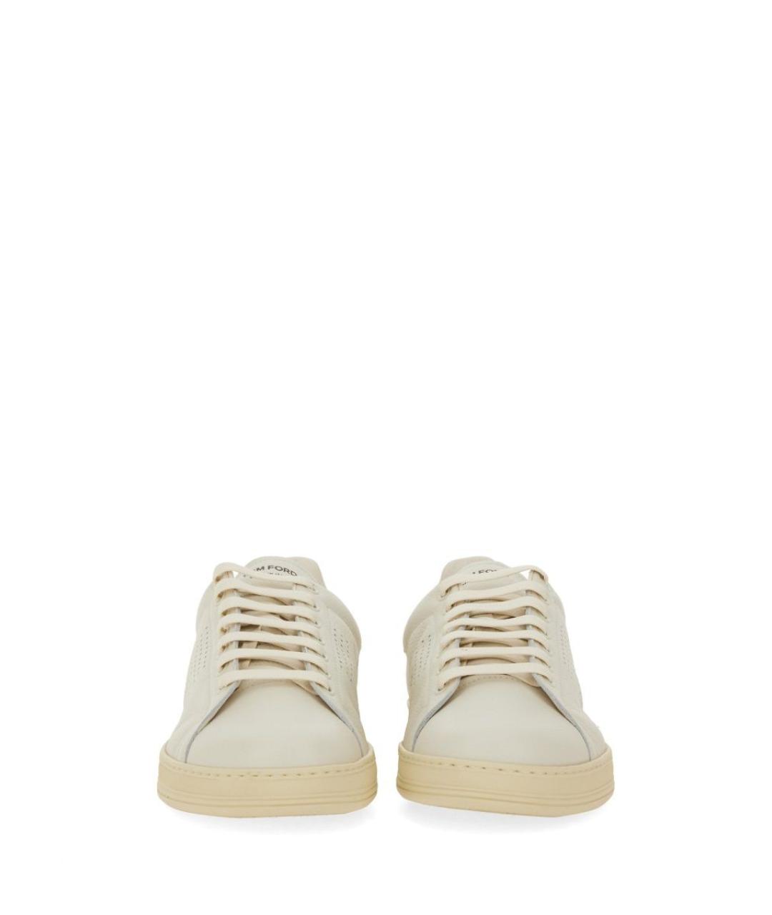 TOM FORD Бежевые кожаные низкие кроссовки / кеды, фото 5