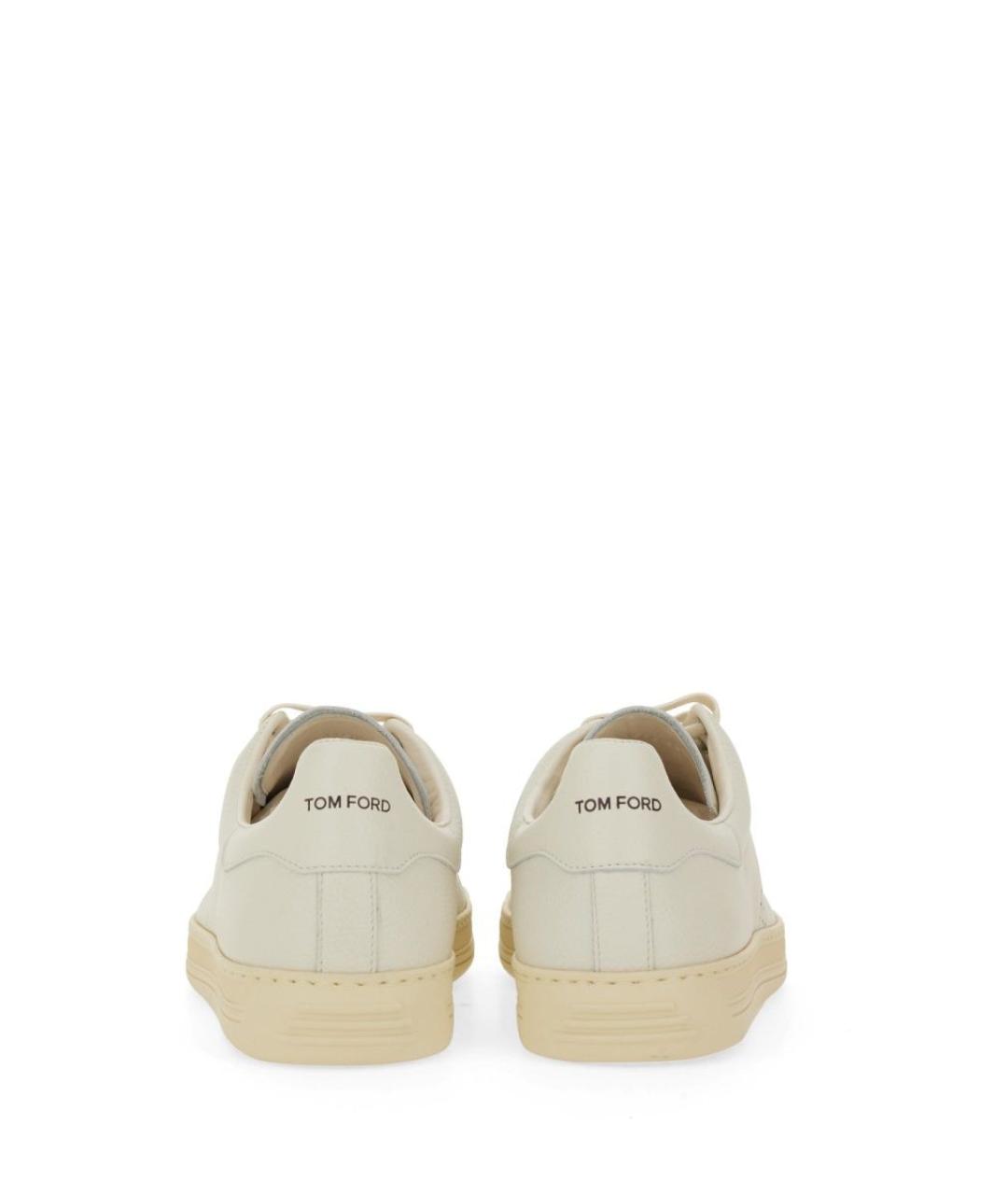 TOM FORD Бежевые кожаные низкие кроссовки / кеды, фото 4