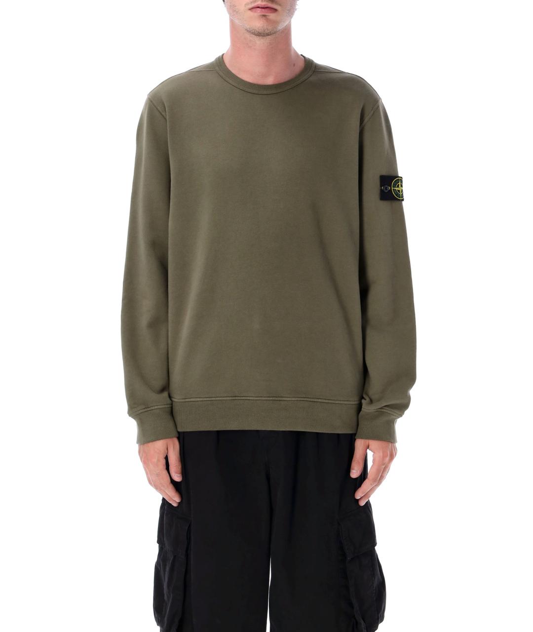 STONE ISLAND Хаки хлопковый джемпер / свитер, фото 2