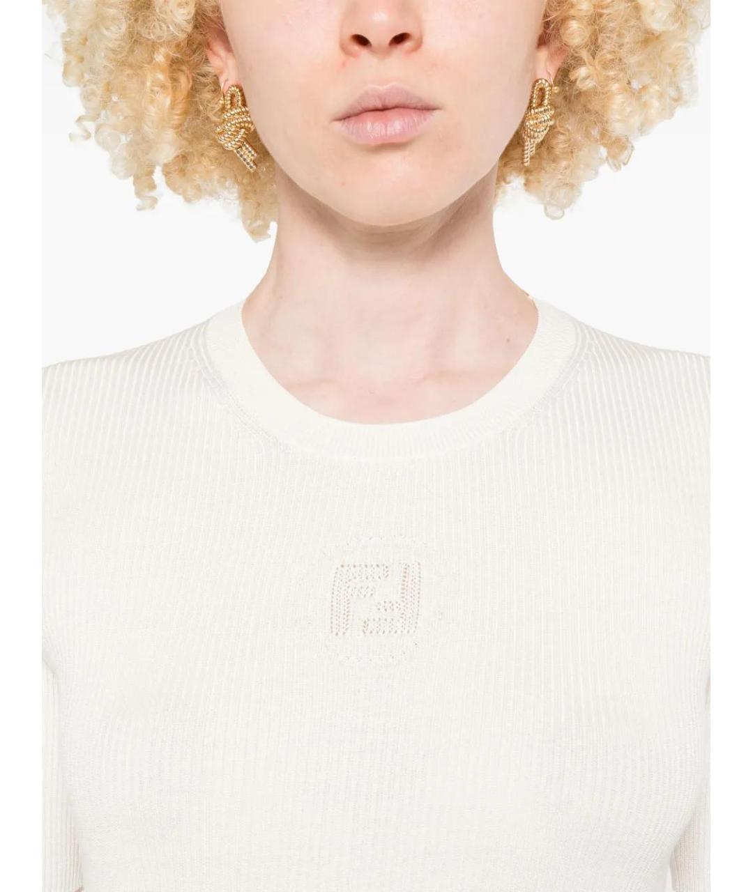 FENDI Белая хлопковая футболка, фото 5