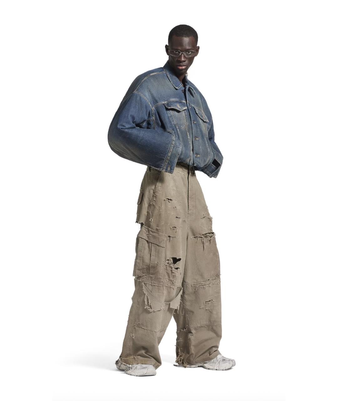 BALENCIAGA Бежевые хлопковые повседневные брюки, фото 2