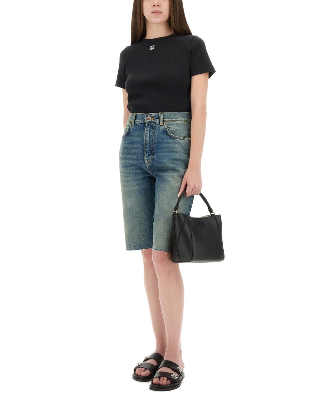 TORY BURCH Черная хлопковая футболка, фото 2