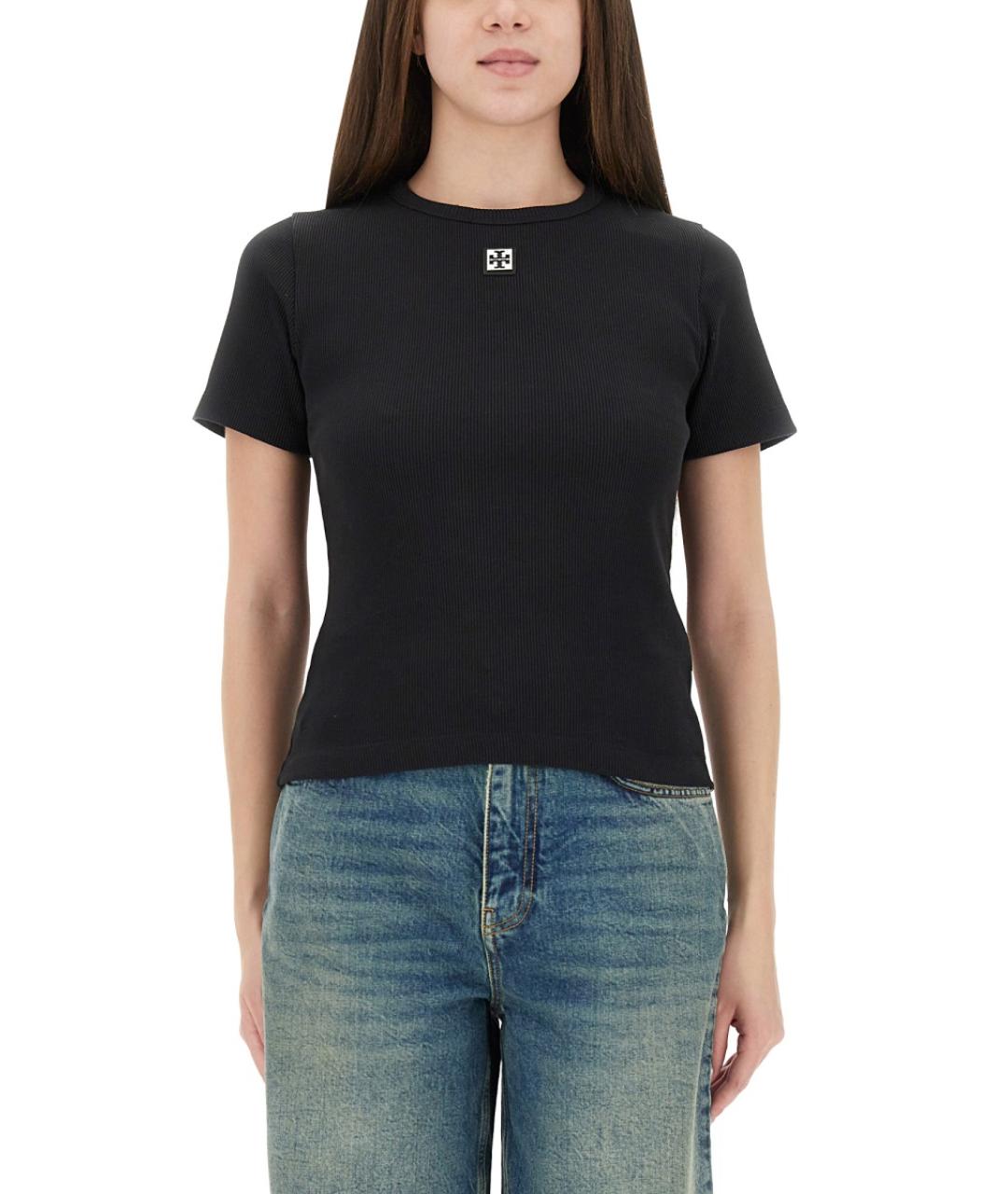TORY BURCH Черная хлопковая футболка, фото 5