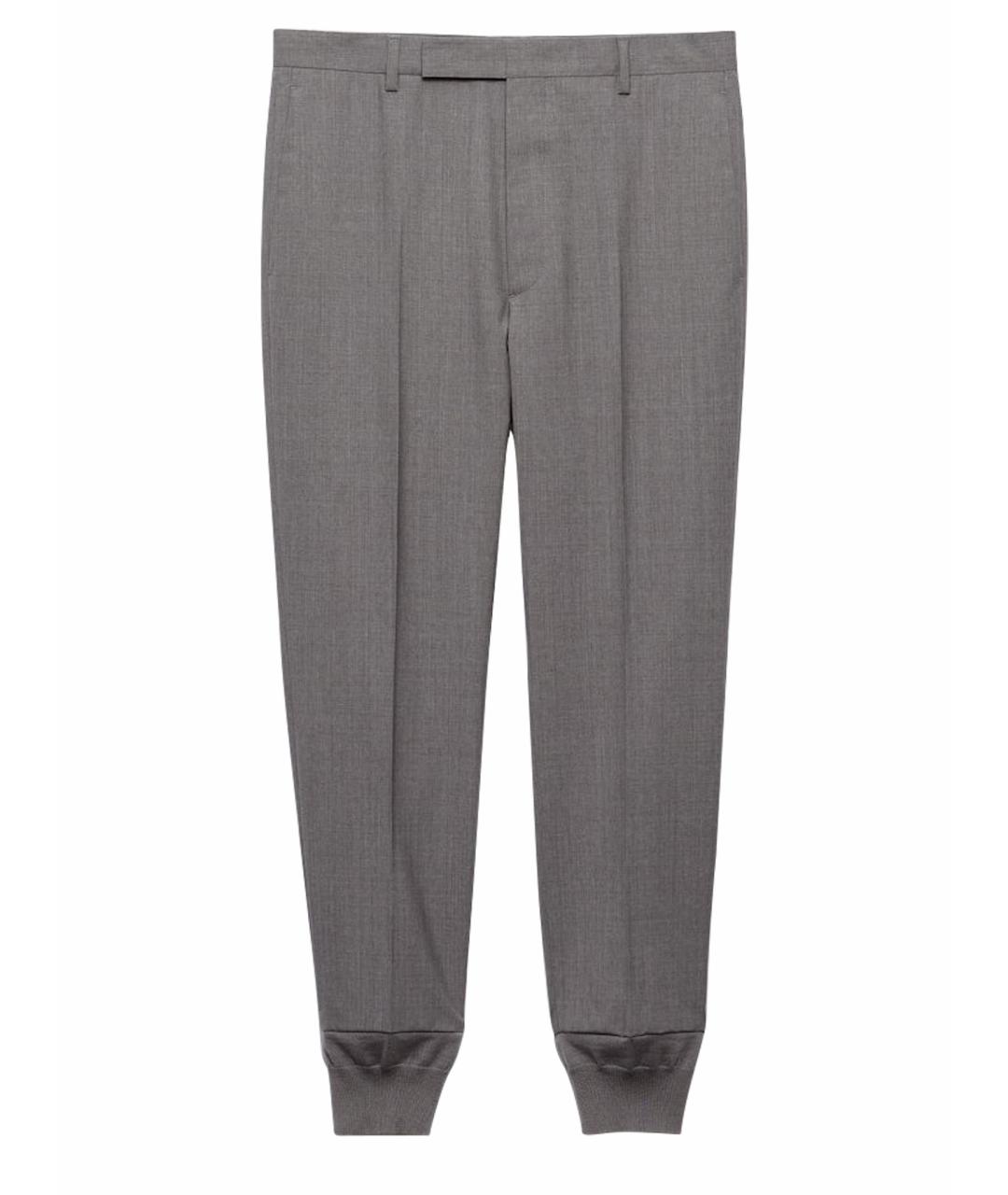 PRADA Серые шерстяные повседневные брюки, фото 1