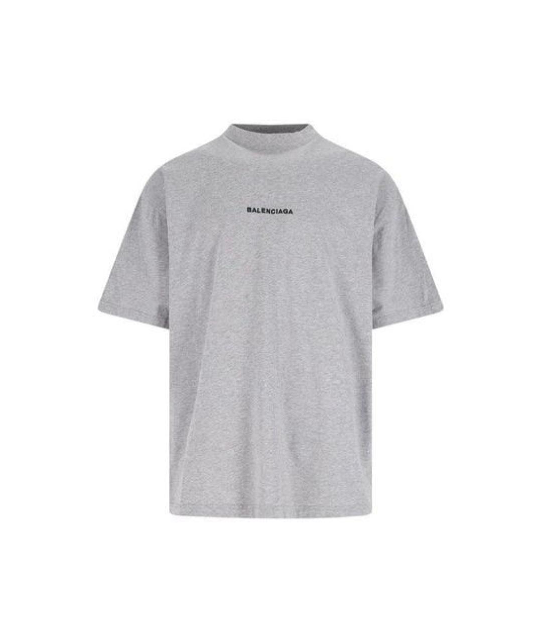 BALENCIAGA Серая хлопковая футболка, фото 1