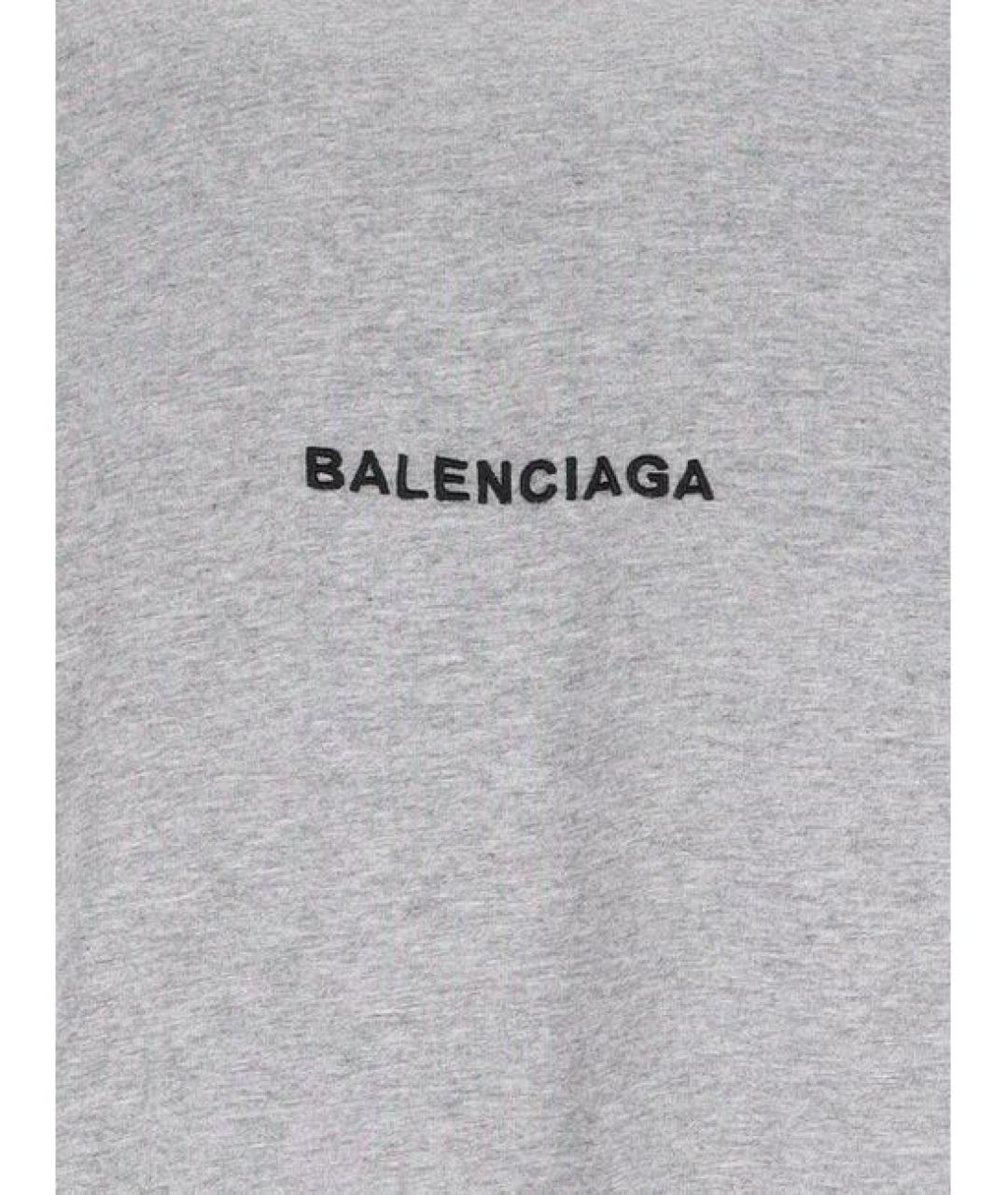 BALENCIAGA Серая хлопковая футболка, фото 3