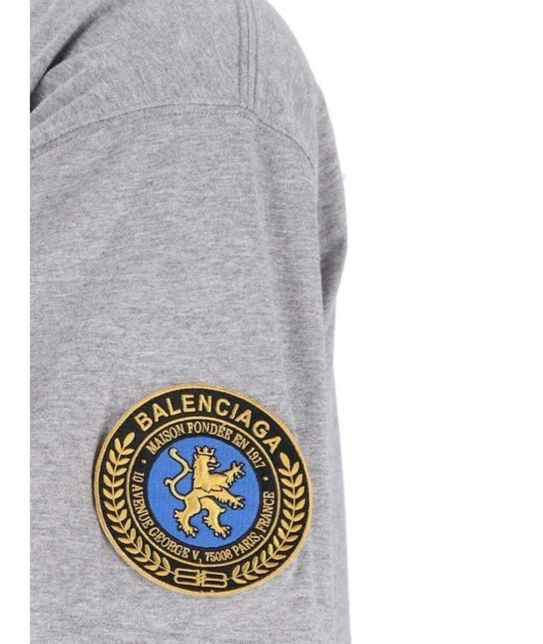 BALENCIAGA Серая хлопковая футболка, фото 4