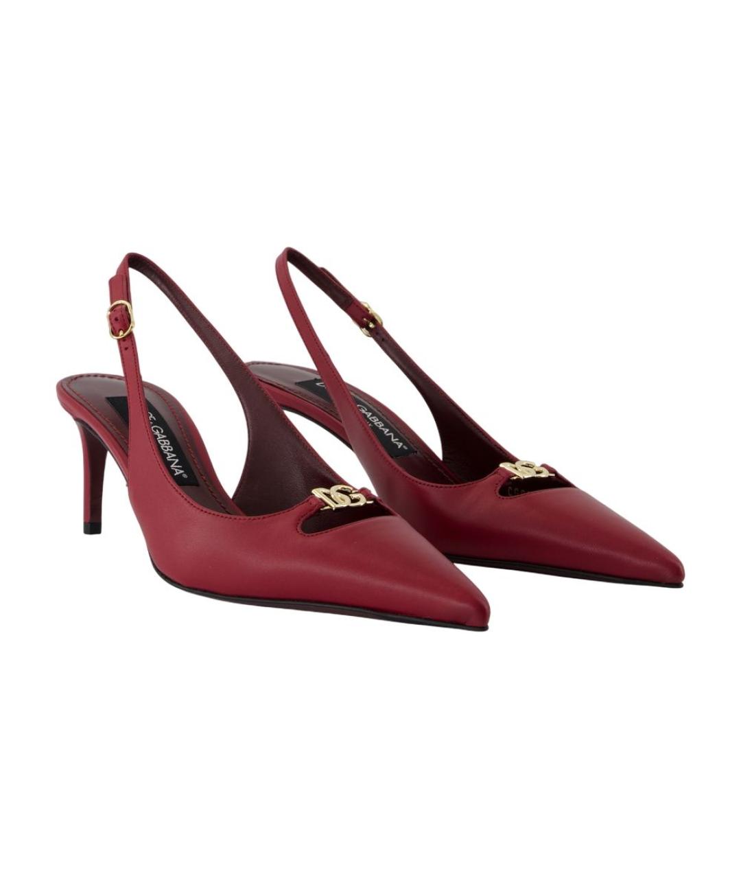 DOLCE&GABBANA Бордовые кожаные туфли, фото 2