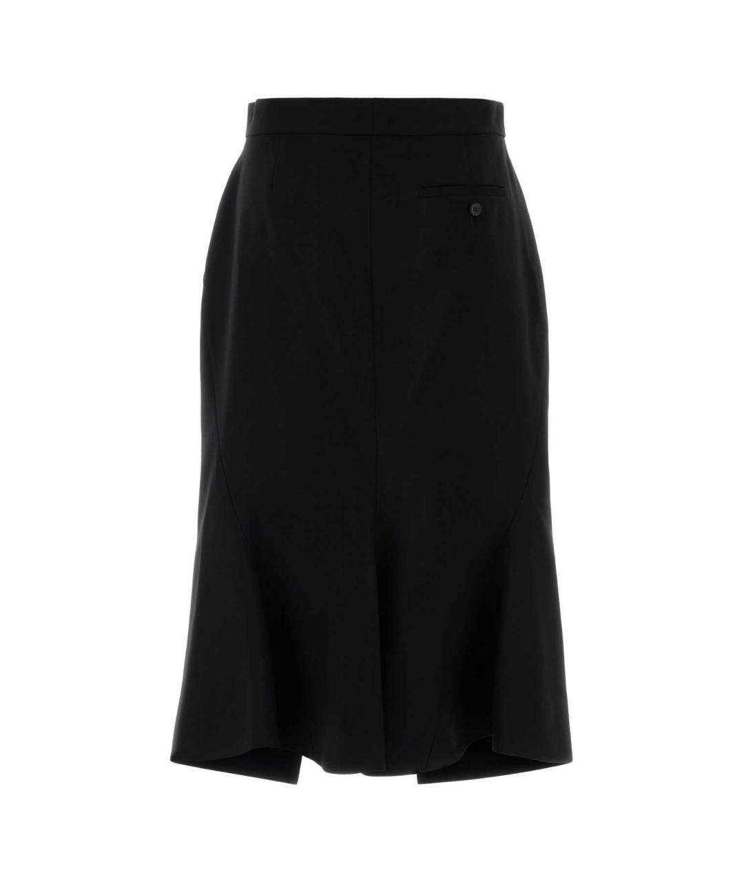 ALEXANDER MCQUEEN Черная шерстяная юбка миди, фото 2