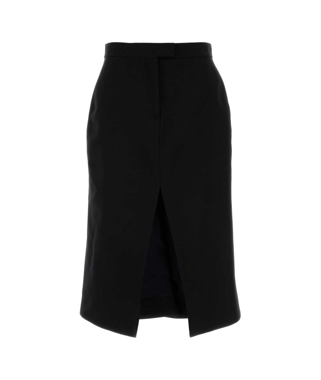 ALEXANDER MCQUEEN Черная шерстяная юбка миди, фото 1
