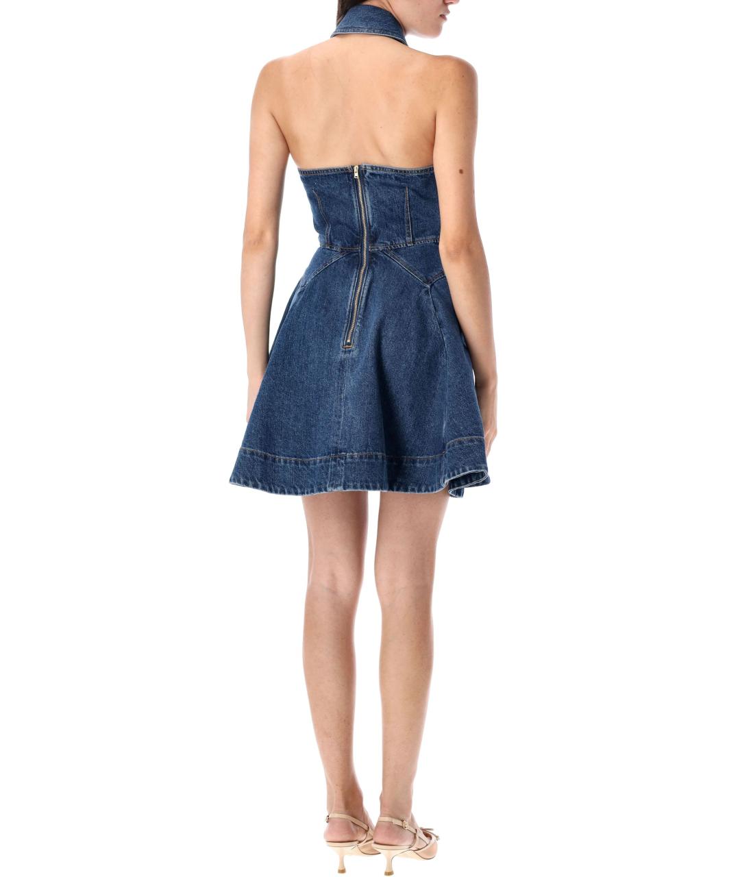 SELF-PORTRAIT Синее хлопковое повседневное платье, фото 3