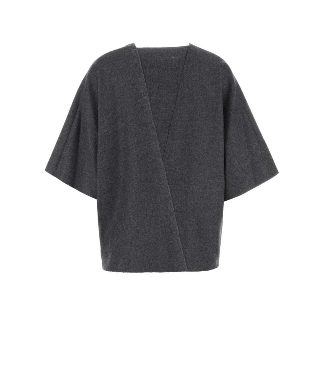 MM6 MAISON MARGIELA Серая шерстяная футболка, фото 2